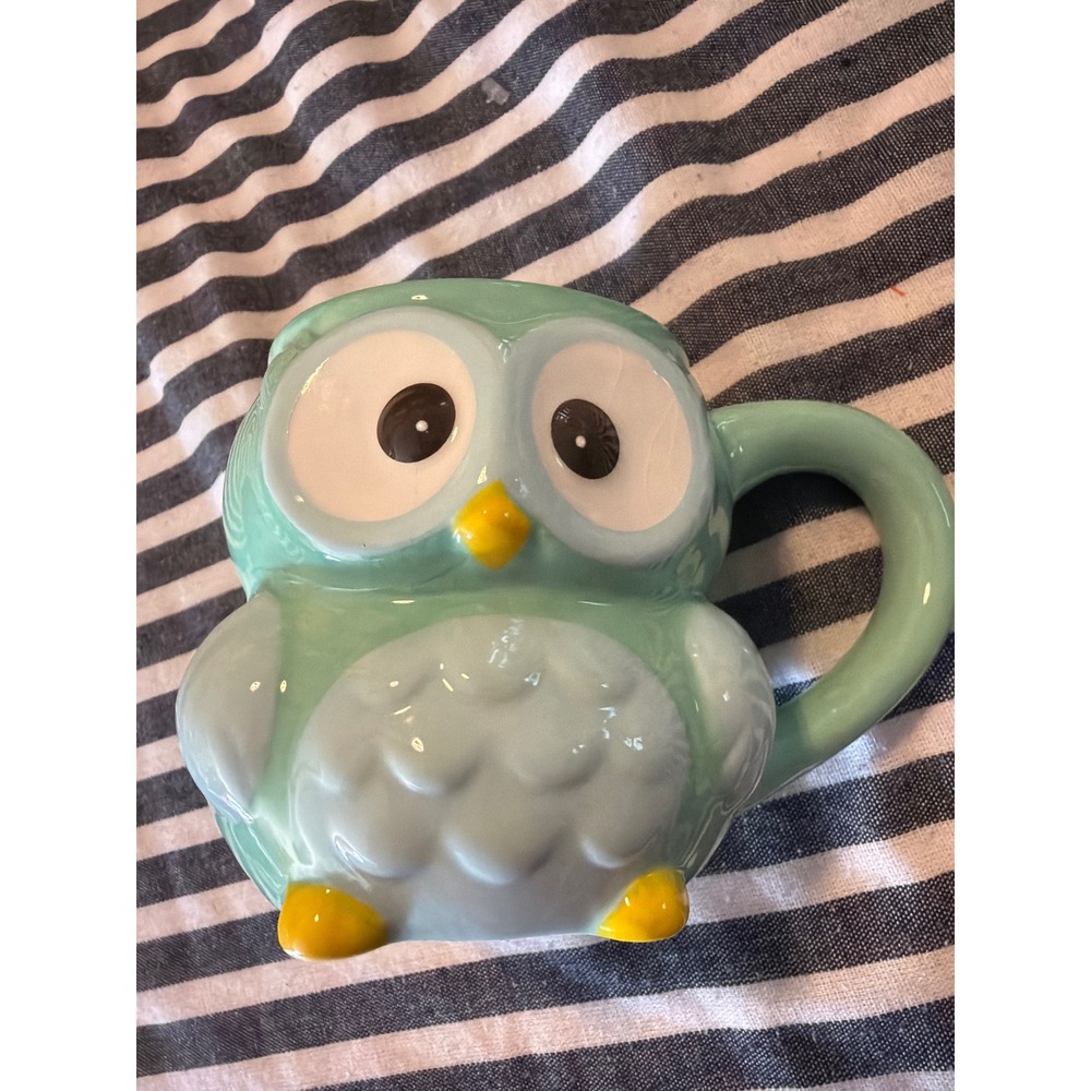 Modern Expressions Mint Green 3D Owl Ceramic Coffee Mug Microwave Safe Novelty